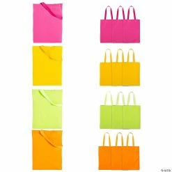 Cheapest ✨ 14" x 17" Large Bright Color Canvas Tote Bags - 12 Pc. 🤩