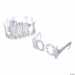 Cheap 😀 Color Your Own 100th Day of School Crowns & Glasses Kit - 48 Pc. 👍