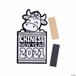 Cheap 🧨 Color Your Own 2021 Chinese New Year Ox Fuzzy Magnets - 12 Pc. ⭐
