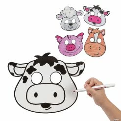 Brand new ⌛ Color Your Own Farm Animal Masks - 12 Pc. 🔔