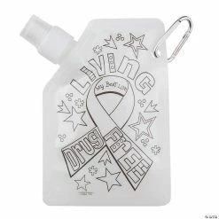 Buy 💯 Color Your Own Red Ribbon Week Collapsible Plastic Water Bottles - 12 Pc. 💯