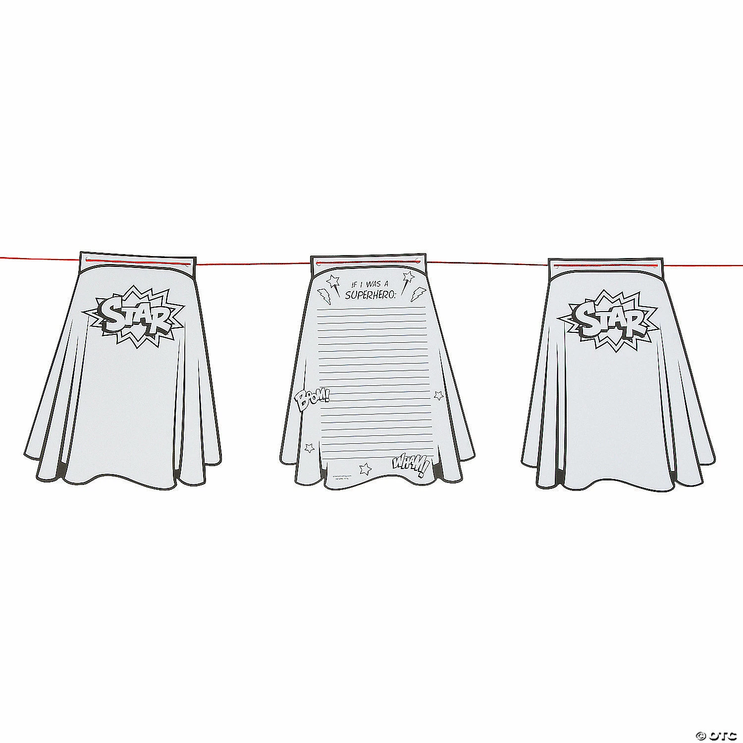 Hot Sale ⌛ Color Your Own Superhero Cape Paper Pennant Banner - 30 Pc. 💯
