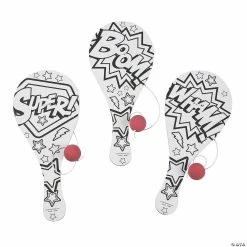 Outlet 🎉 Color Your Own Superhero Paddleball Games - 12 Pc. 😍
