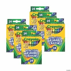 New 🎉 Crayola Ultra-Clean Washable Crayons - Regular Size, 24 Per Pack, 6 Packs ✨