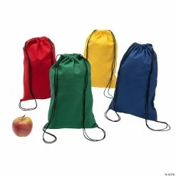 Wholesale 🎁 DIY Medium Colorful Canvas Drawstring Bags - 12 Pc. 🧨