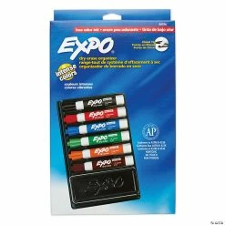 Promo ⭐ EXPO Low Odor Dry Erase Markers with 6-Marker Organizer and Eraser 🎉