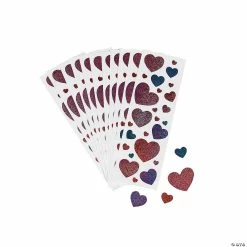 Buy 💯 Glitter Heart Stickers - 12 Pc. 🔔