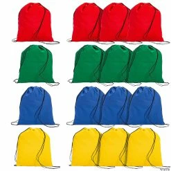 Best Sale 🤩 Large Bright Canvas Drawstring Bags - 12 Pc. 💯