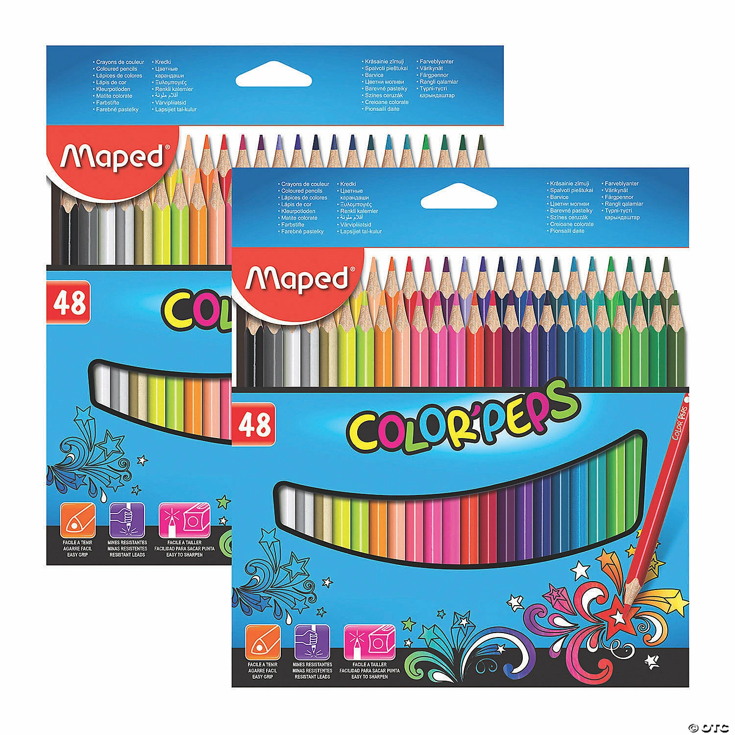 Cheap 🎁 Maped Color'Peps Triangular Colored Pencils, Assorted Colors, 48 Per Pack, 2 Packs 😉