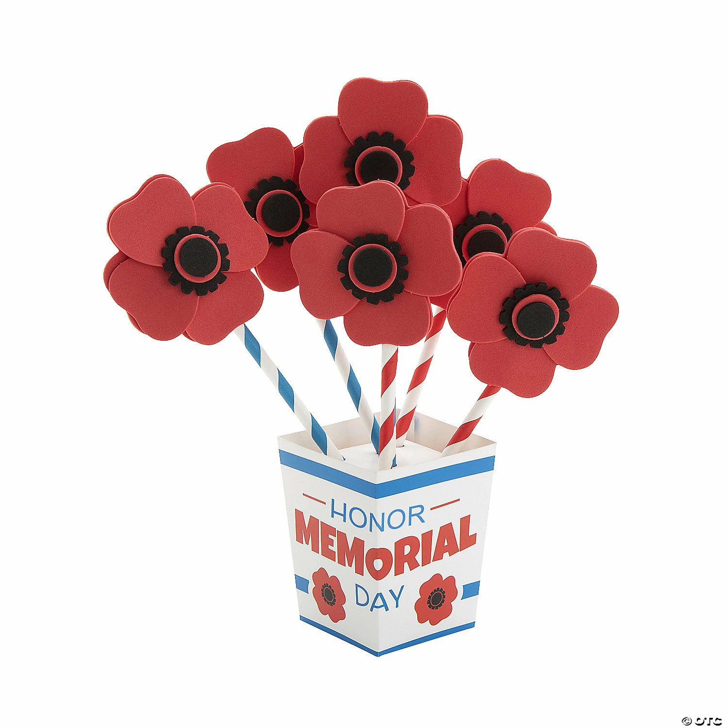 Brand new ๐ Memorial Day Straw Poppy Flower Bouquet Craft Kit - Makes 12 ๐