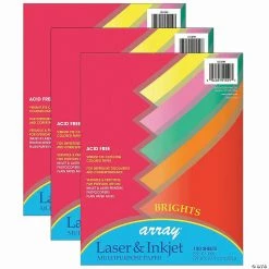 Wholesale 😉 Pacon Bright Multi-Purpose Paper, 5 Assorted Colors, 20 lb., 8-1/2" x 11", 100 Sheets Per Pack, 3 Packs 👏