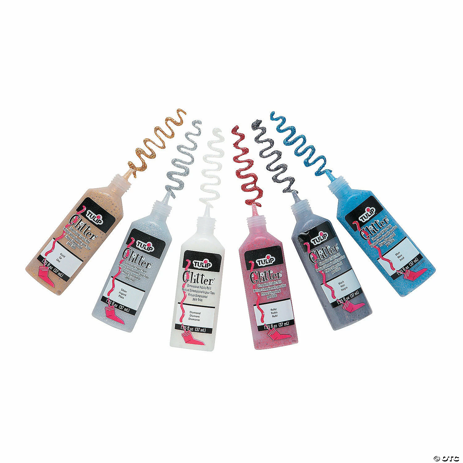 Outlet 🥰 Tulip® Glitter™ Assorted Colors Dimensional Fabric Paint - Set of 6 ⭐ - Image 2